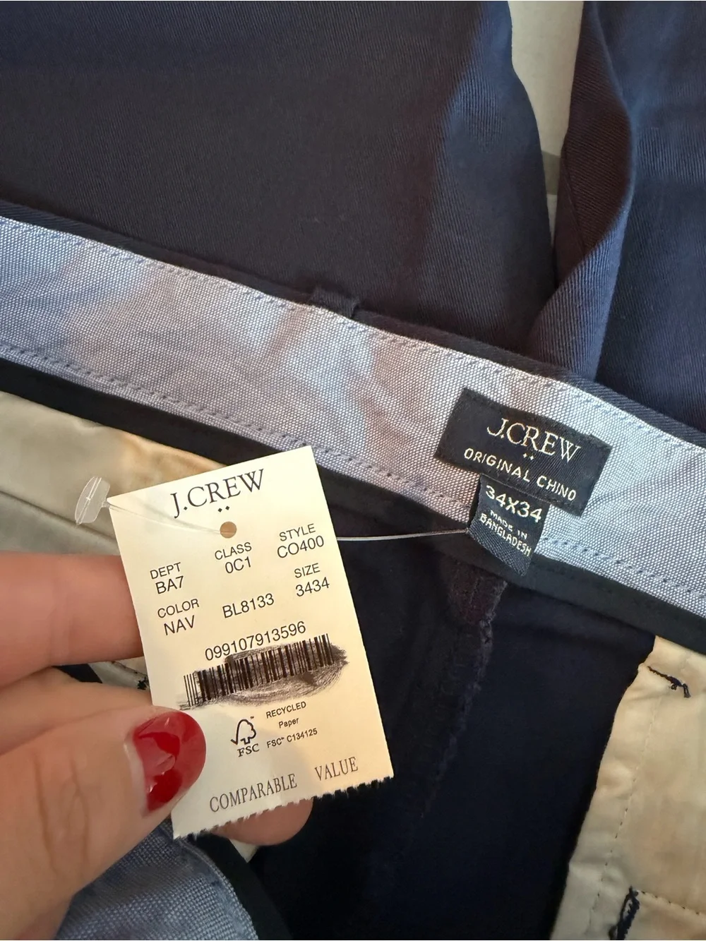 J.Crew Straight-fit original chino pant New with imperfection Size 34x34